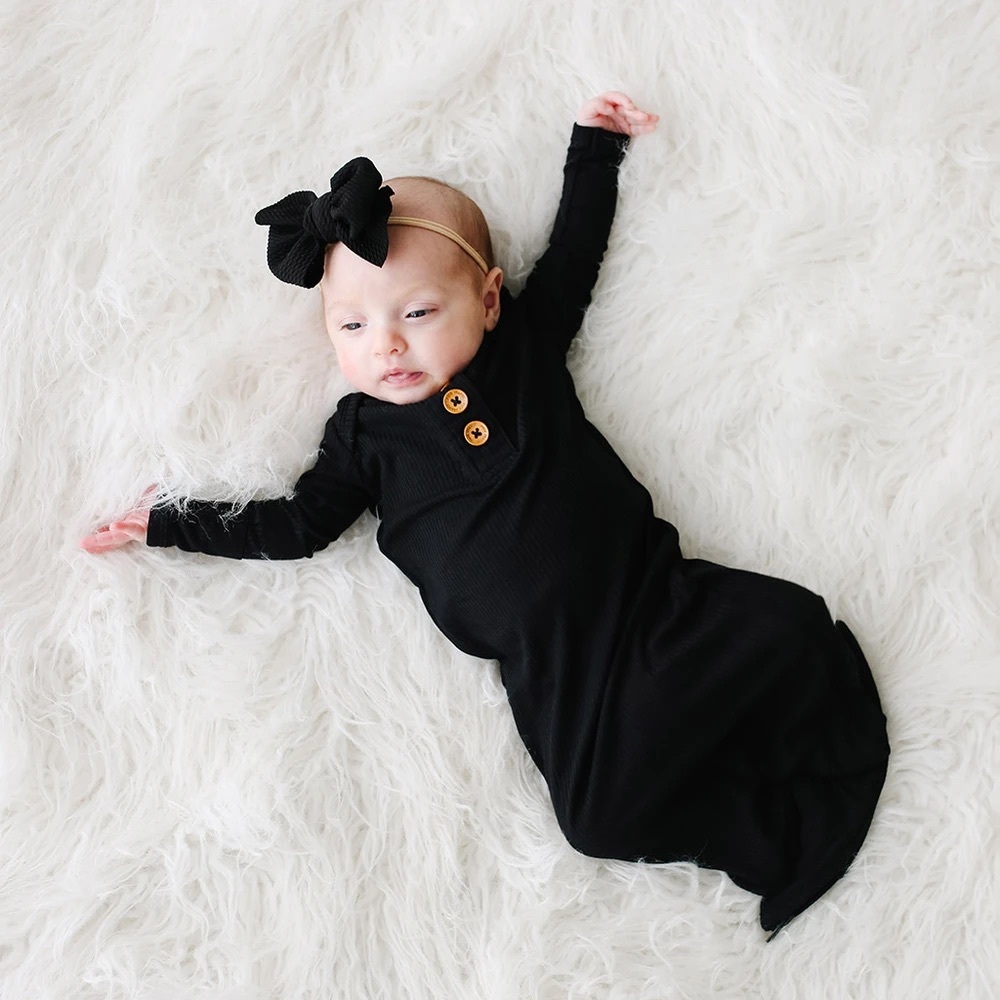 Posh Peanut Black Ribbed Zippered Gown